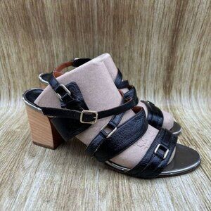Women's Size 8.5 - Lanvin Ete 2008‎ Black Glazed Leather Sandals Heels Shoes